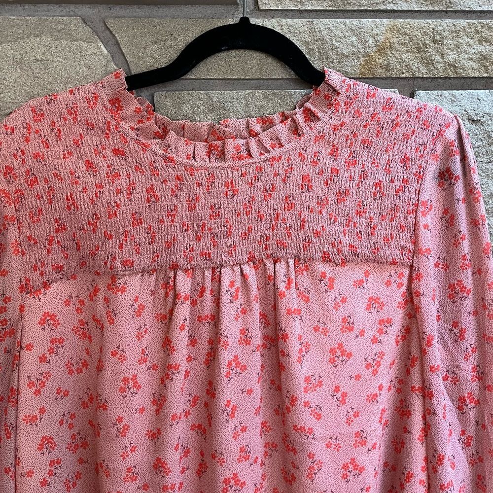 Boden Janie Long Sleeve Mock Neck Pink Ditsy Floral Blouse Size 16 - Picture 7 of 13